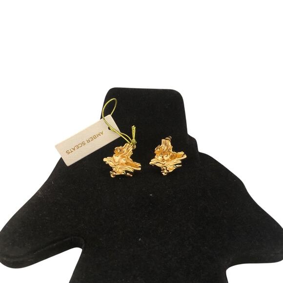 AMBER SCEATS NWT Textured Sculptural Finish 24K Gold Plating Reese Earrings - Picture 2 of 15